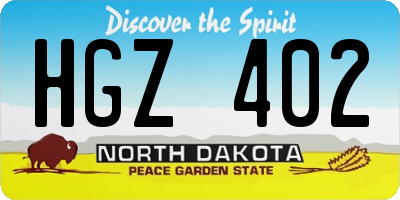 ND license plate HGZ402