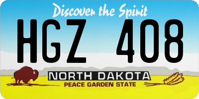 ND license plate HGZ408