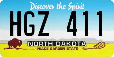 ND license plate HGZ411