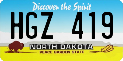 ND license plate HGZ419