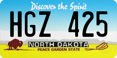 ND license plate HGZ425