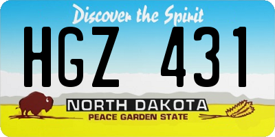 ND license plate HGZ431