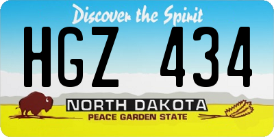 ND license plate HGZ434