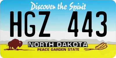 ND license plate HGZ443