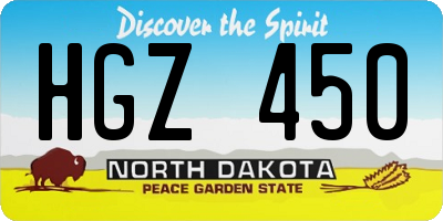 ND license plate HGZ450