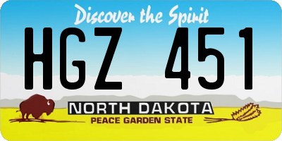 ND license plate HGZ451