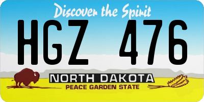 ND license plate HGZ476