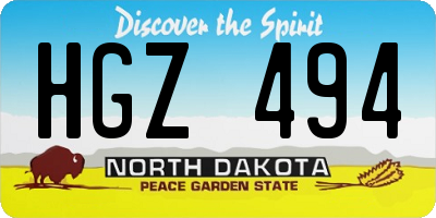 ND license plate HGZ494
