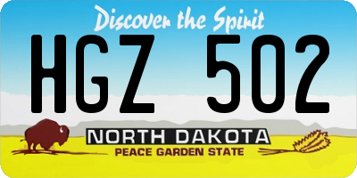 ND license plate HGZ502