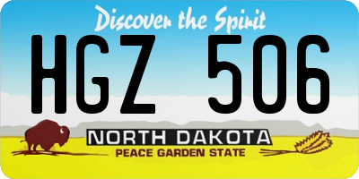 ND license plate HGZ506