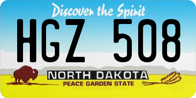 ND license plate HGZ508
