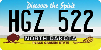 ND license plate HGZ522