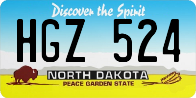 ND license plate HGZ524