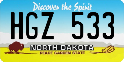 ND license plate HGZ533