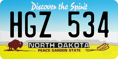 ND license plate HGZ534