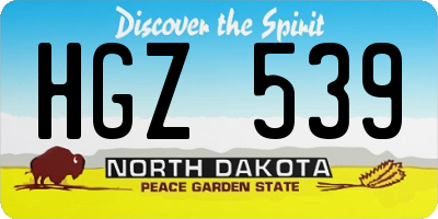 ND license plate HGZ539