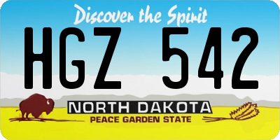 ND license plate HGZ542
