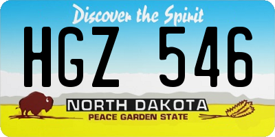 ND license plate HGZ546