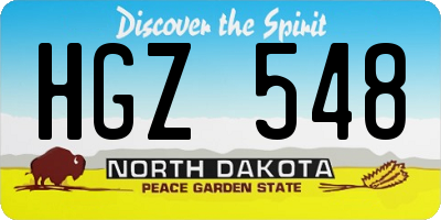 ND license plate HGZ548