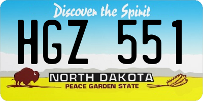 ND license plate HGZ551