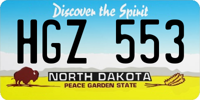 ND license plate HGZ553