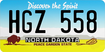 ND license plate HGZ558
