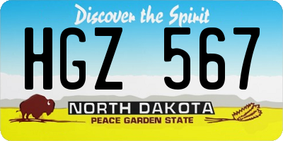 ND license plate HGZ567