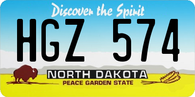 ND license plate HGZ574
