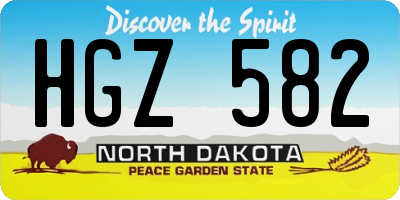 ND license plate HGZ582
