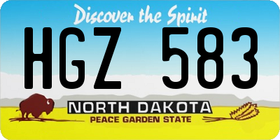 ND license plate HGZ583