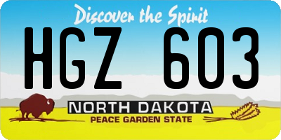 ND license plate HGZ603