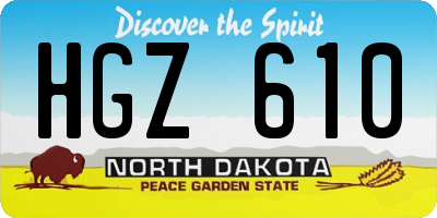 ND license plate HGZ610
