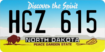 ND license plate HGZ615