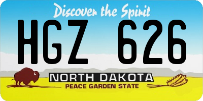 ND license plate HGZ626