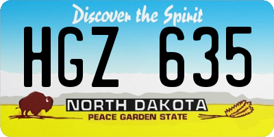 ND license plate HGZ635