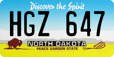 ND license plate HGZ647