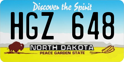 ND license plate HGZ648