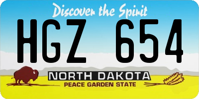 ND license plate HGZ654