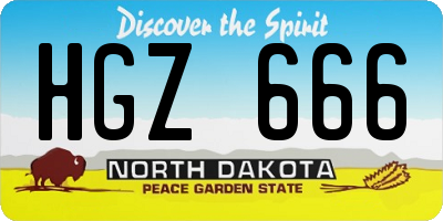 ND license plate HGZ666