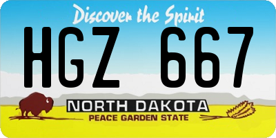 ND license plate HGZ667