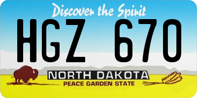 ND license plate HGZ670