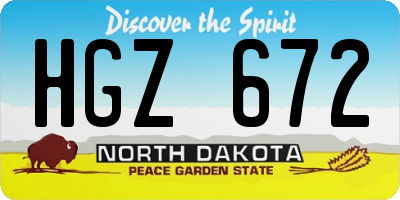 ND license plate HGZ672