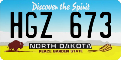 ND license plate HGZ673