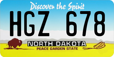 ND license plate HGZ678