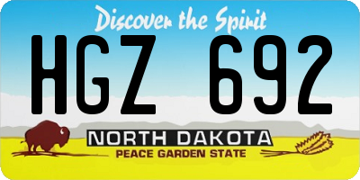 ND license plate HGZ692
