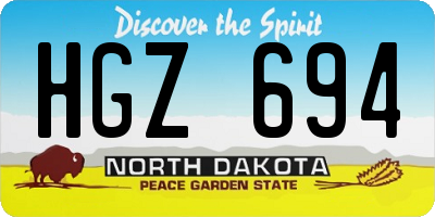 ND license plate HGZ694