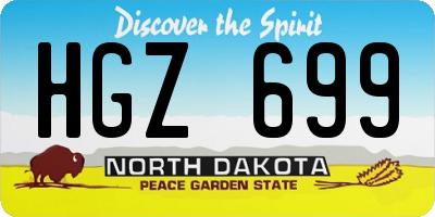 ND license plate HGZ699