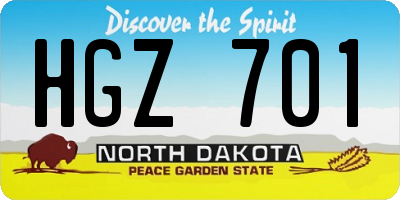 ND license plate HGZ701