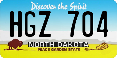 ND license plate HGZ704