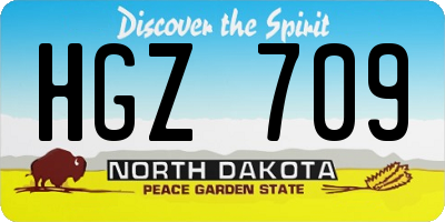 ND license plate HGZ709